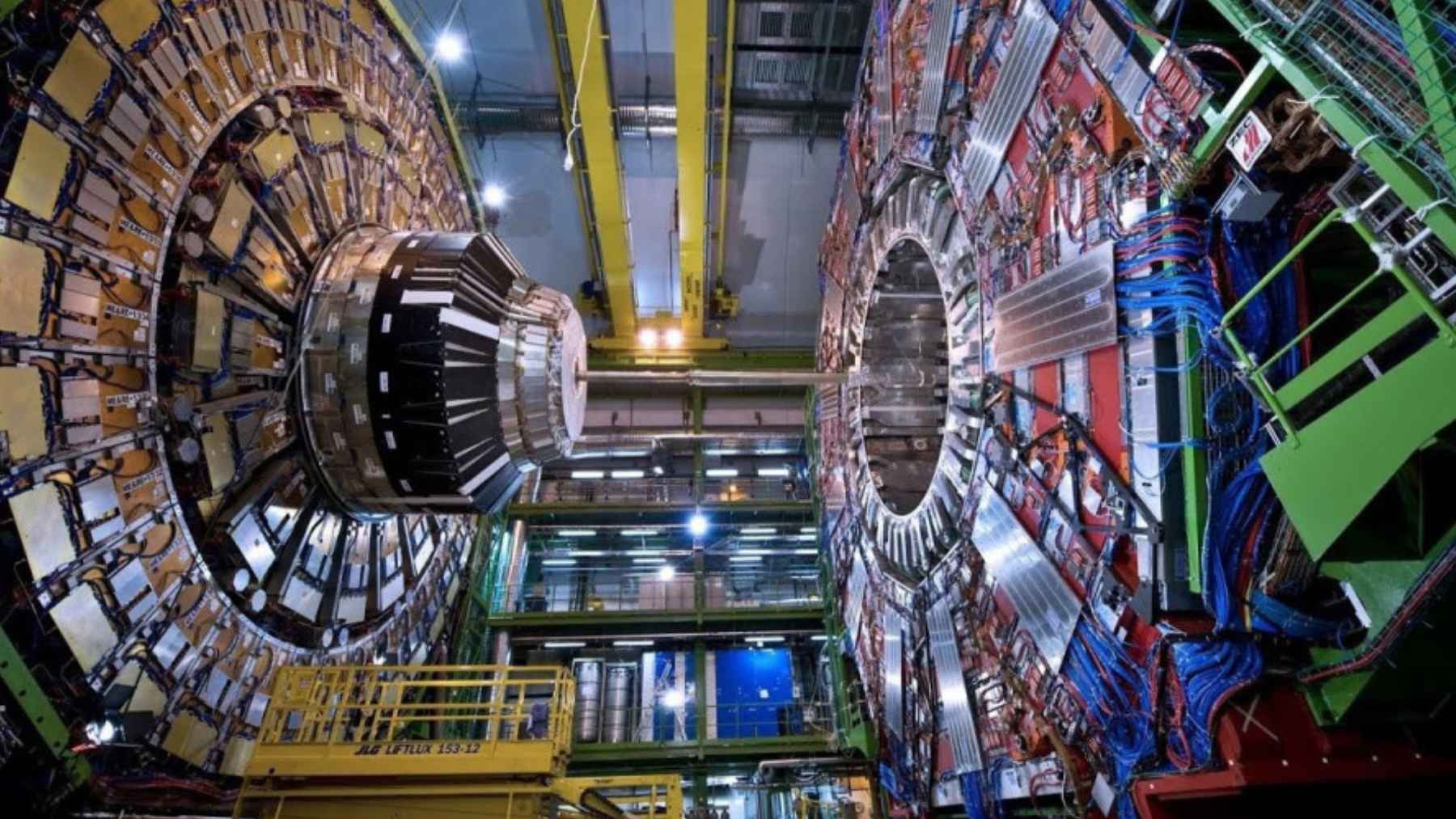Interior view of the Large Hadron Collider detector at CERN, the particle physics machine that the Future Circular Collider aims to succeed.