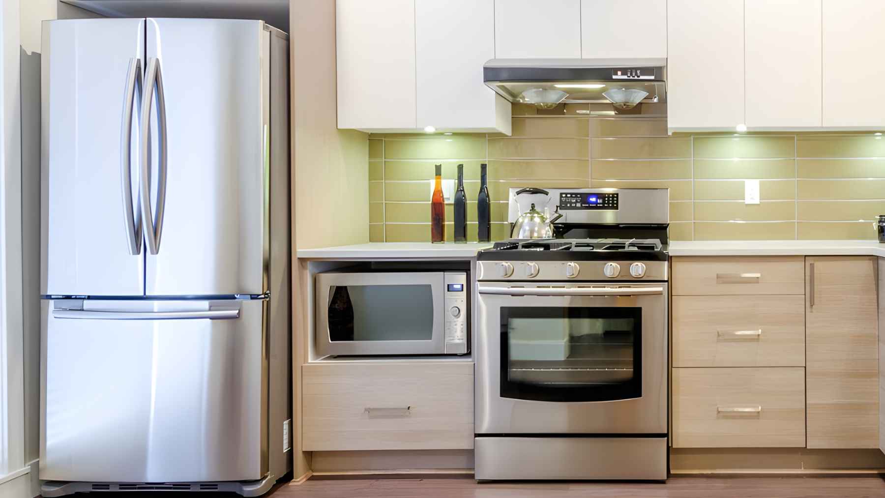 Electric oven in a home kitchen during preheating, showing high power consumption compared to other appliances