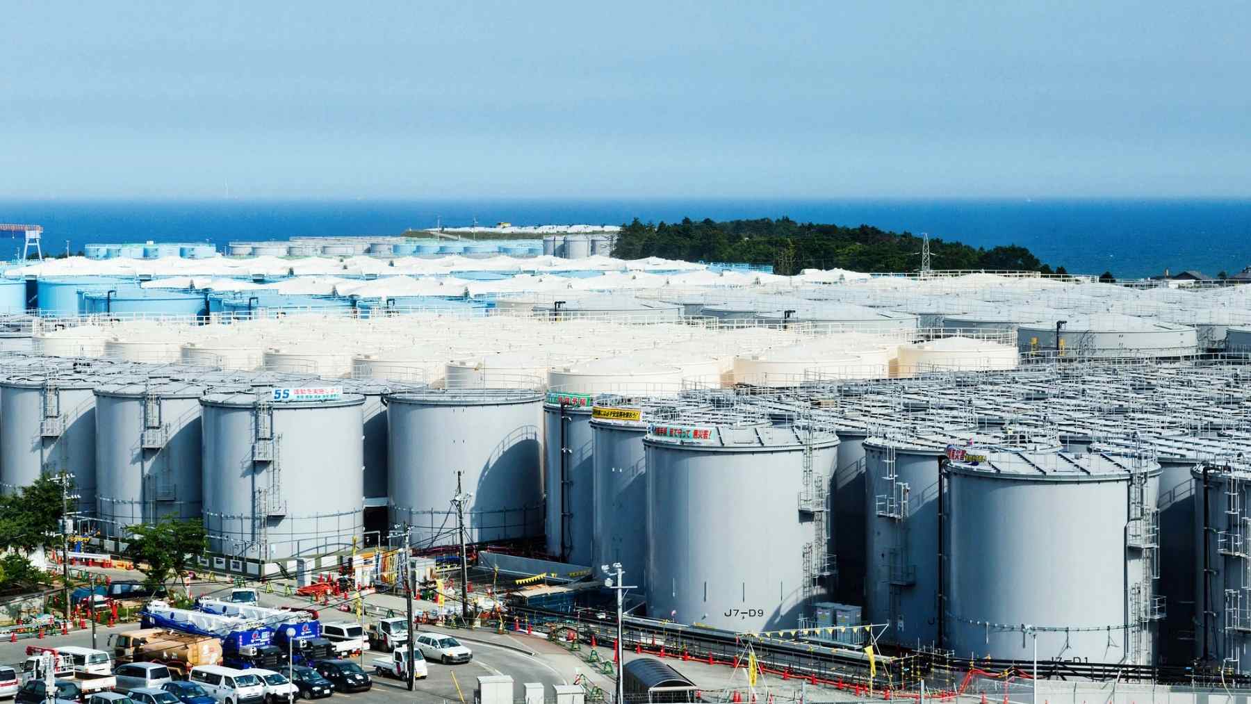Storage tanks at Japan’s Fukushima Daiichi nuclear plant, where researchers report microbes living in highly radioactive reactor-building water.
