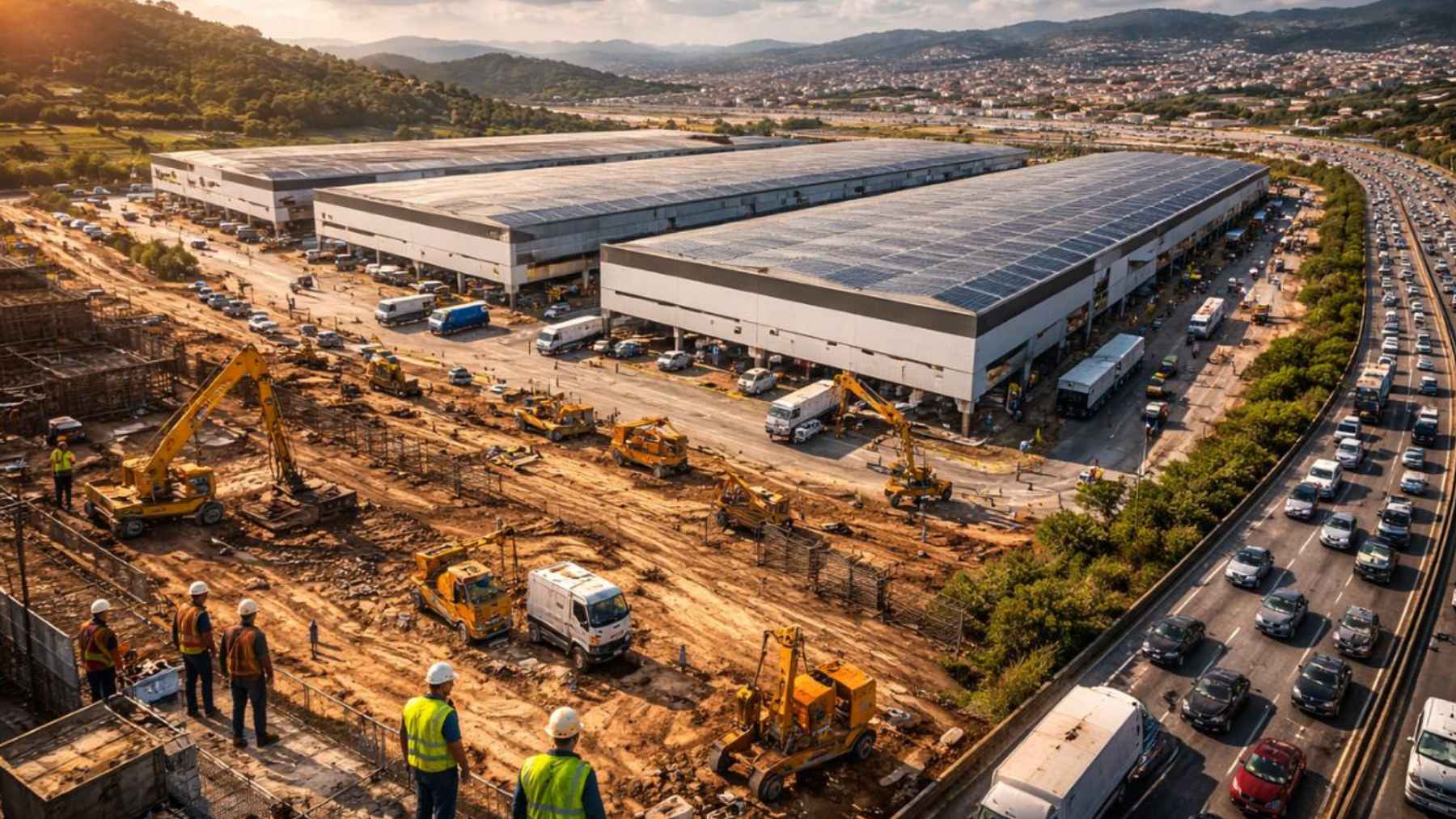 Construction site in Bonsucesso, Guarulhos where a large logistics and e commerce distribution complex is planned.