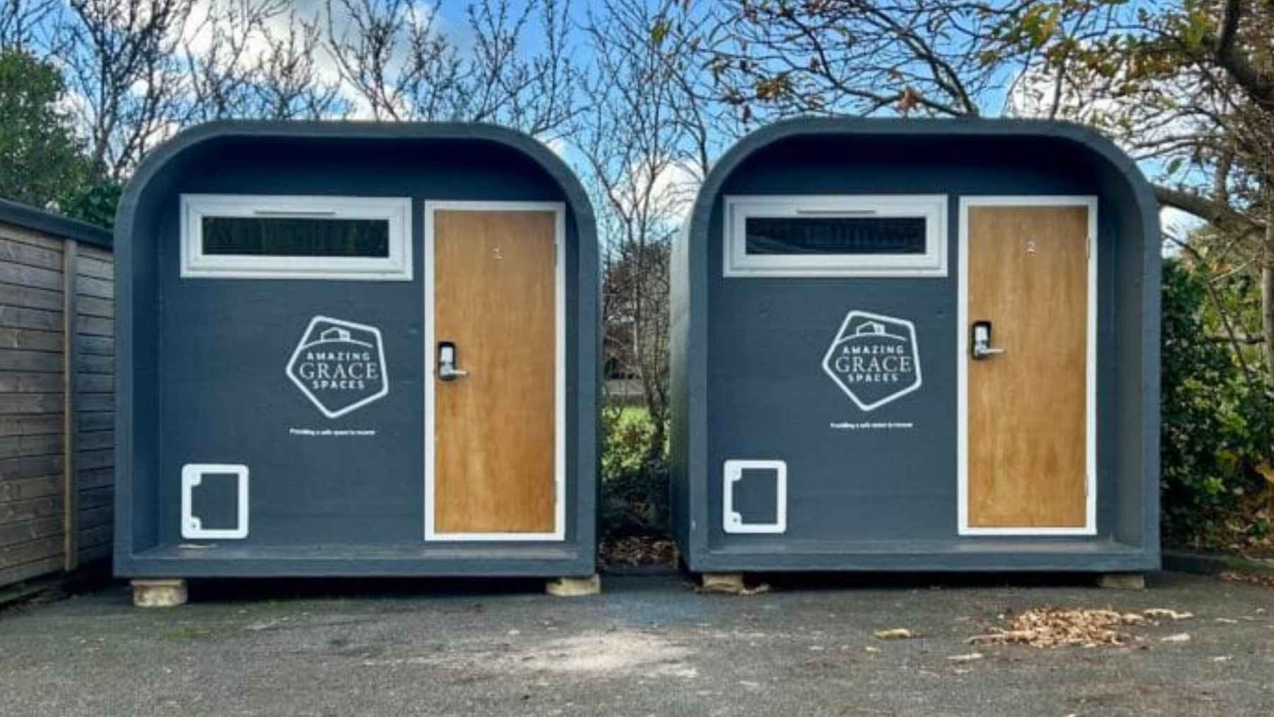 Solar-powered sleeping pods in Guernsey providing emergency shelter for people experiencing housing insecurity