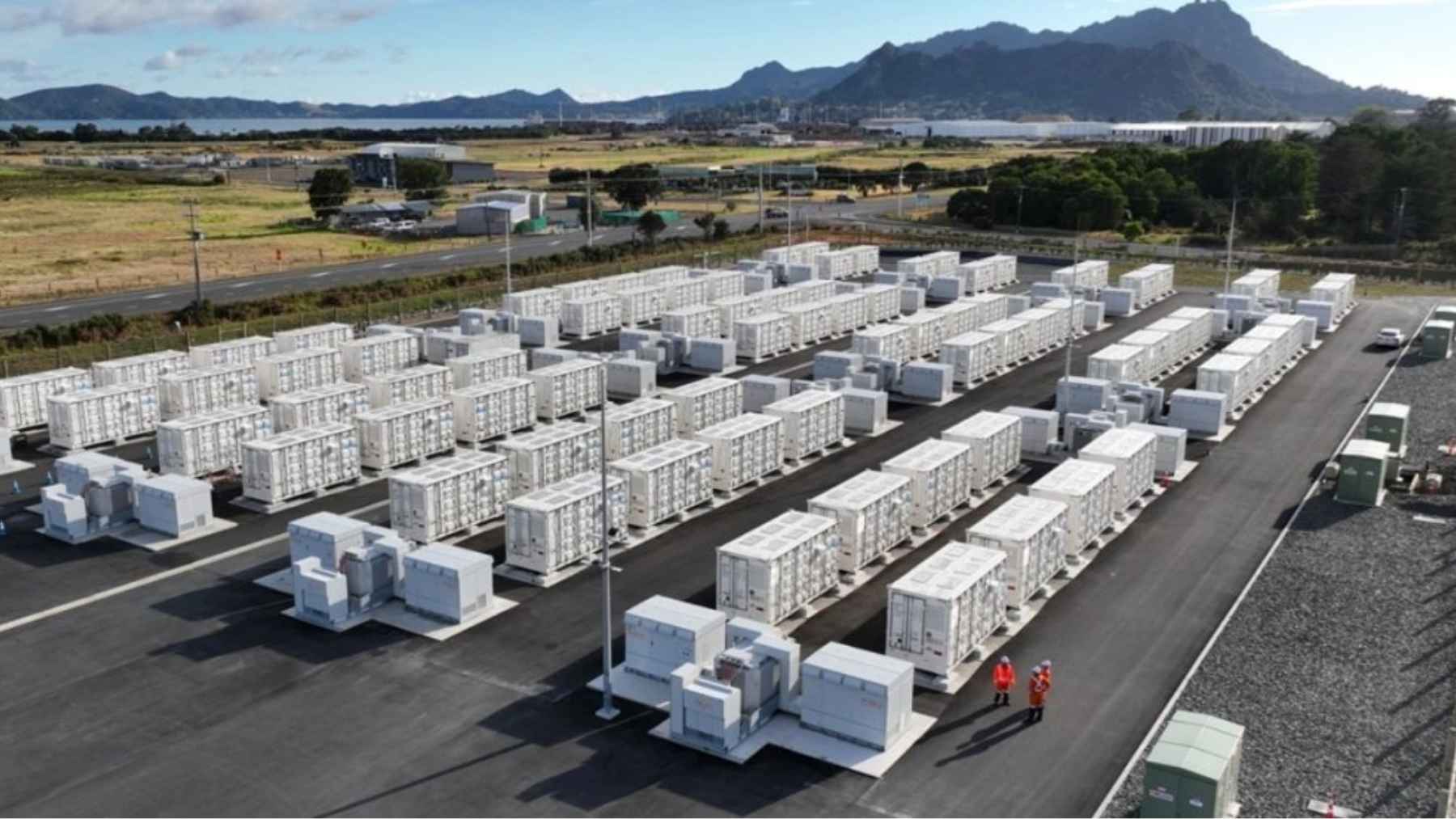 Heavy transformer transported to Huntly Power Station for large scale battery project in New Zealand energy grid