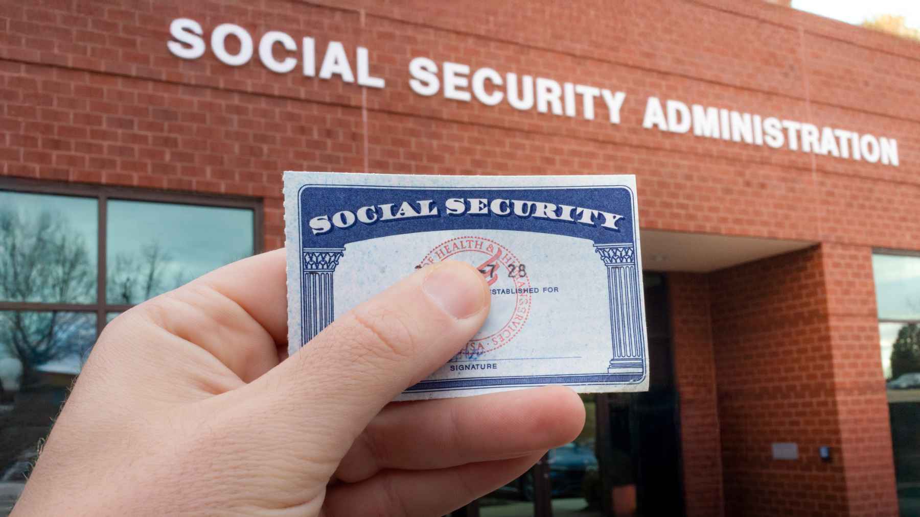 Social Security Administration office sign outside a field office serving beneficiaries.