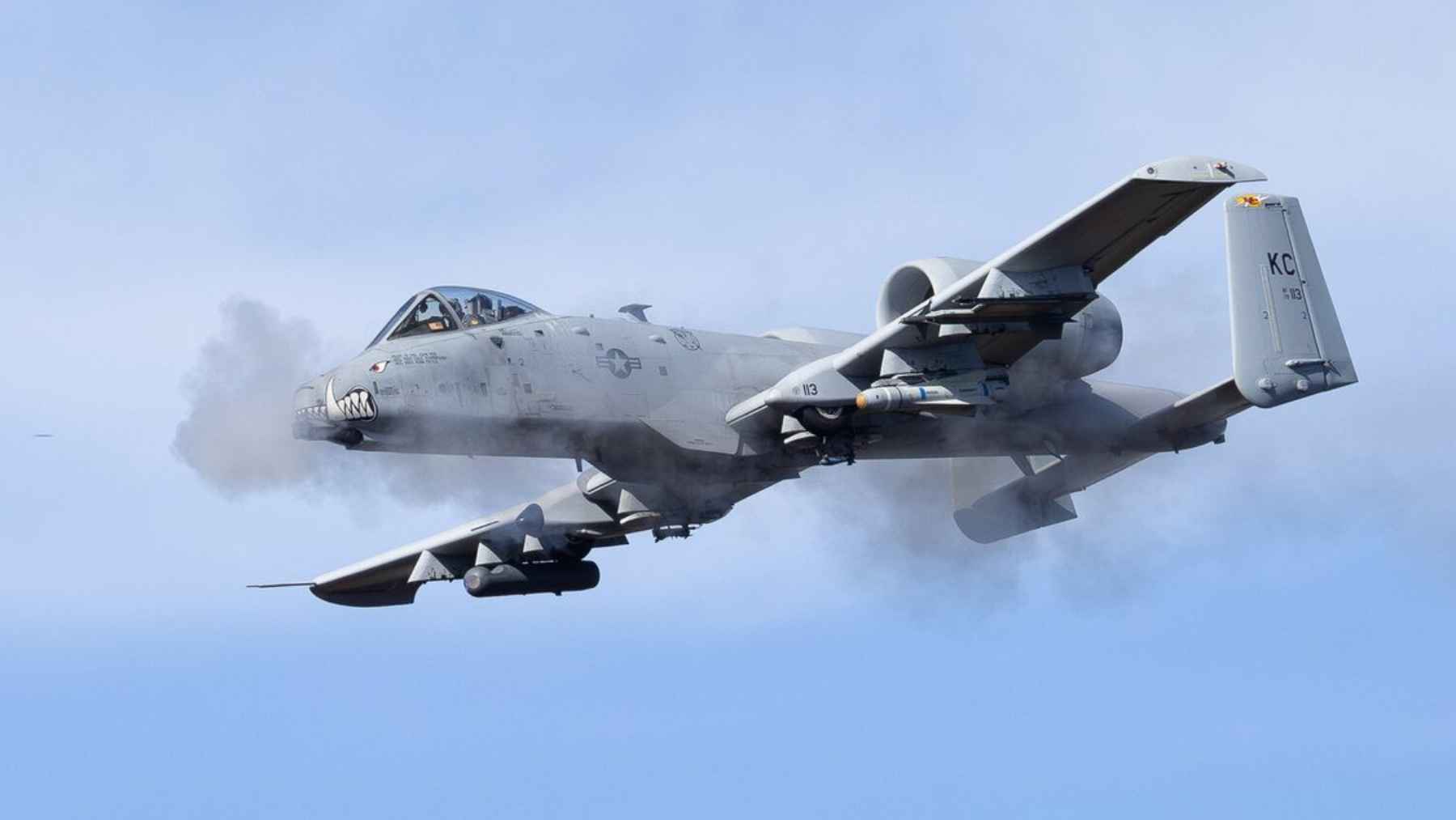 US Air Force A-10 Warthog aircraft in flight during combat support mission highlighting extended service life to 2030