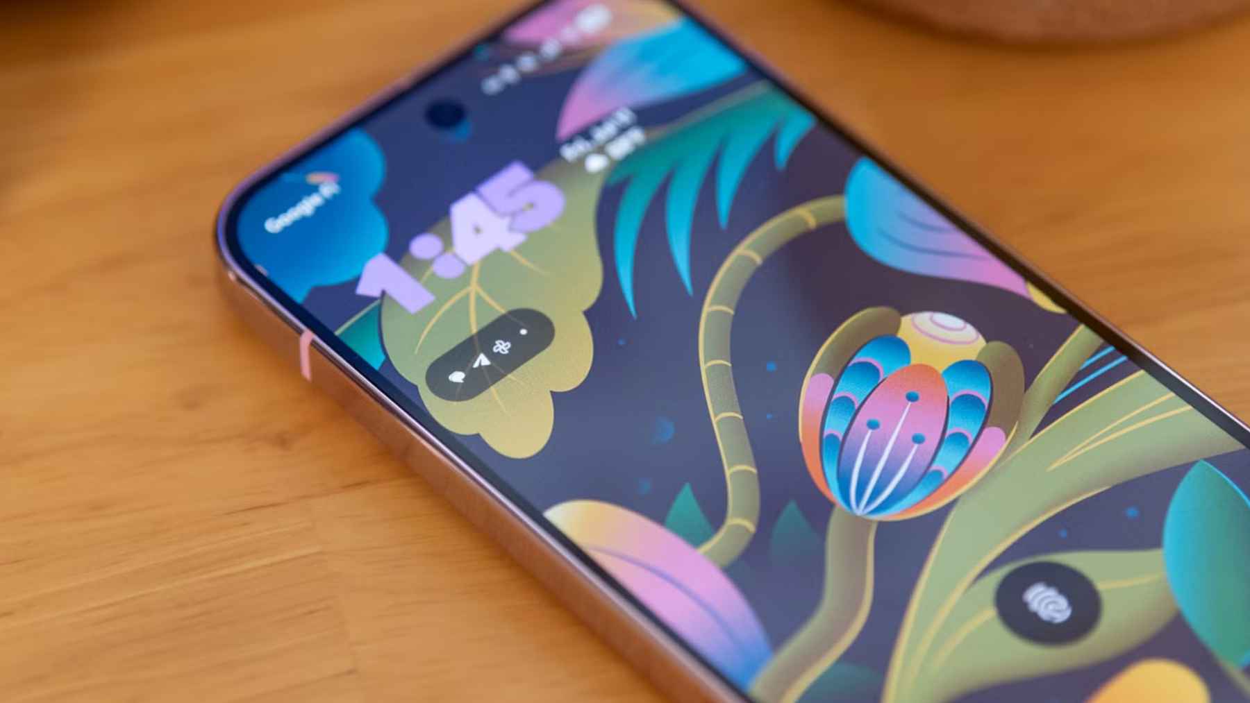 Android smartphone connected to an external monitor displaying a desktop-style interface with apps and taskbar