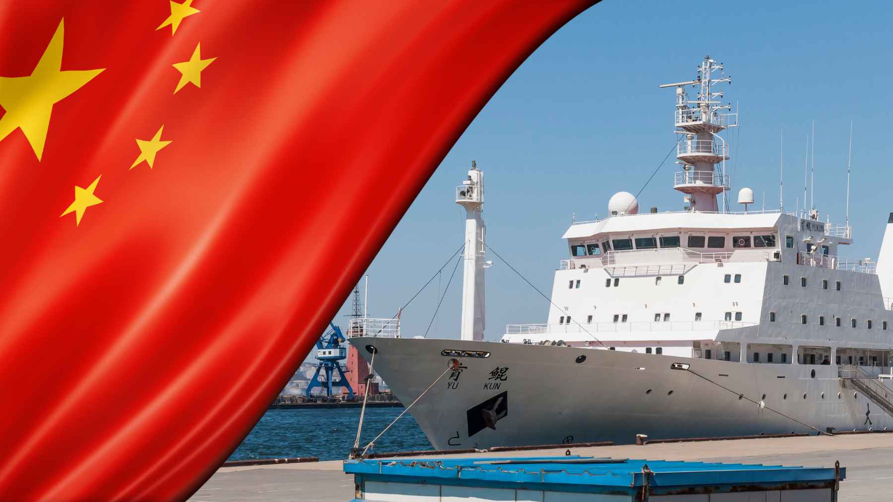 Chinese nuclear power plant construction near a major maritime route highlighting energy security strategy