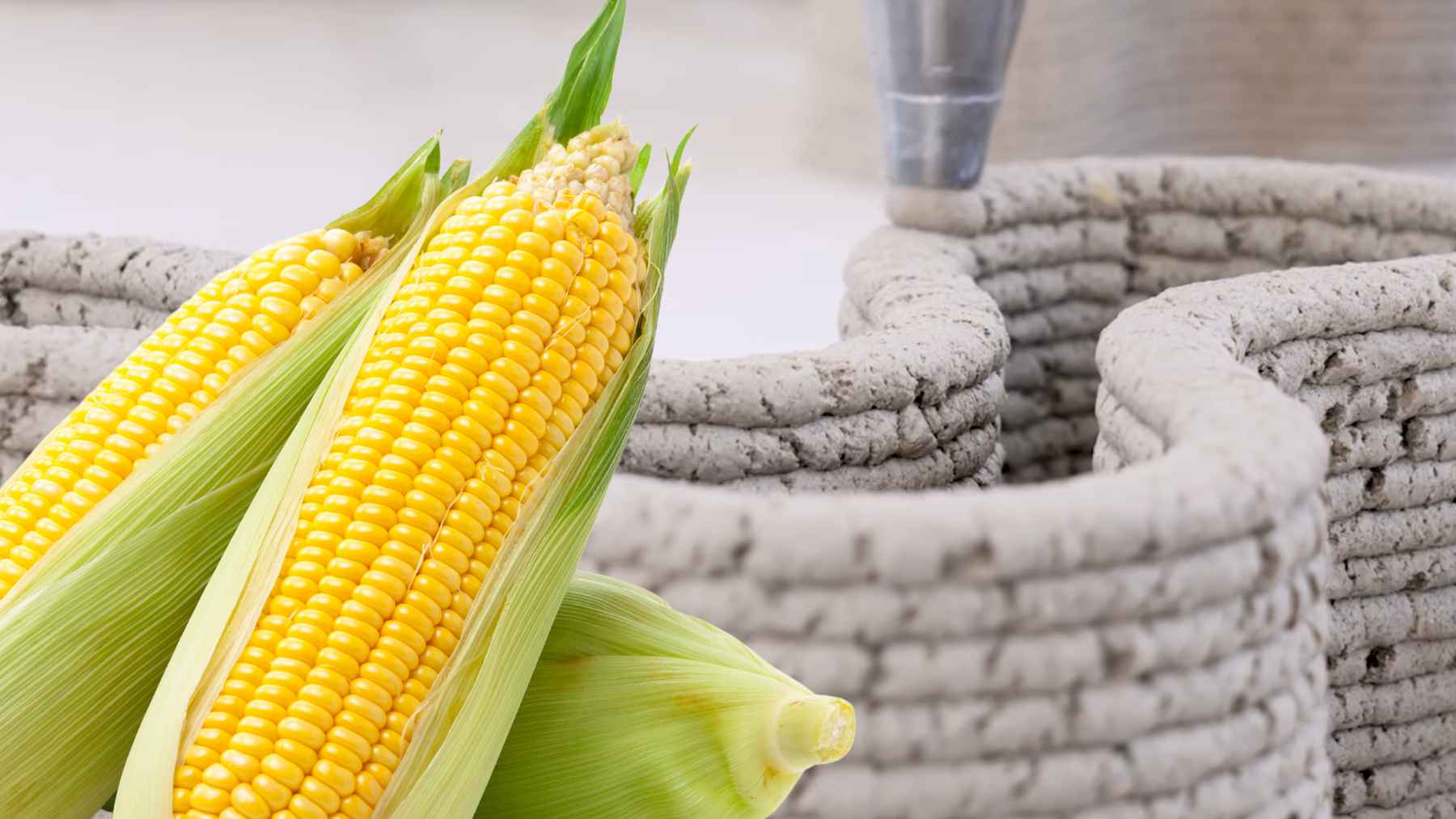 3D printed wall using corn based concrete alternative material in sustainable construction project