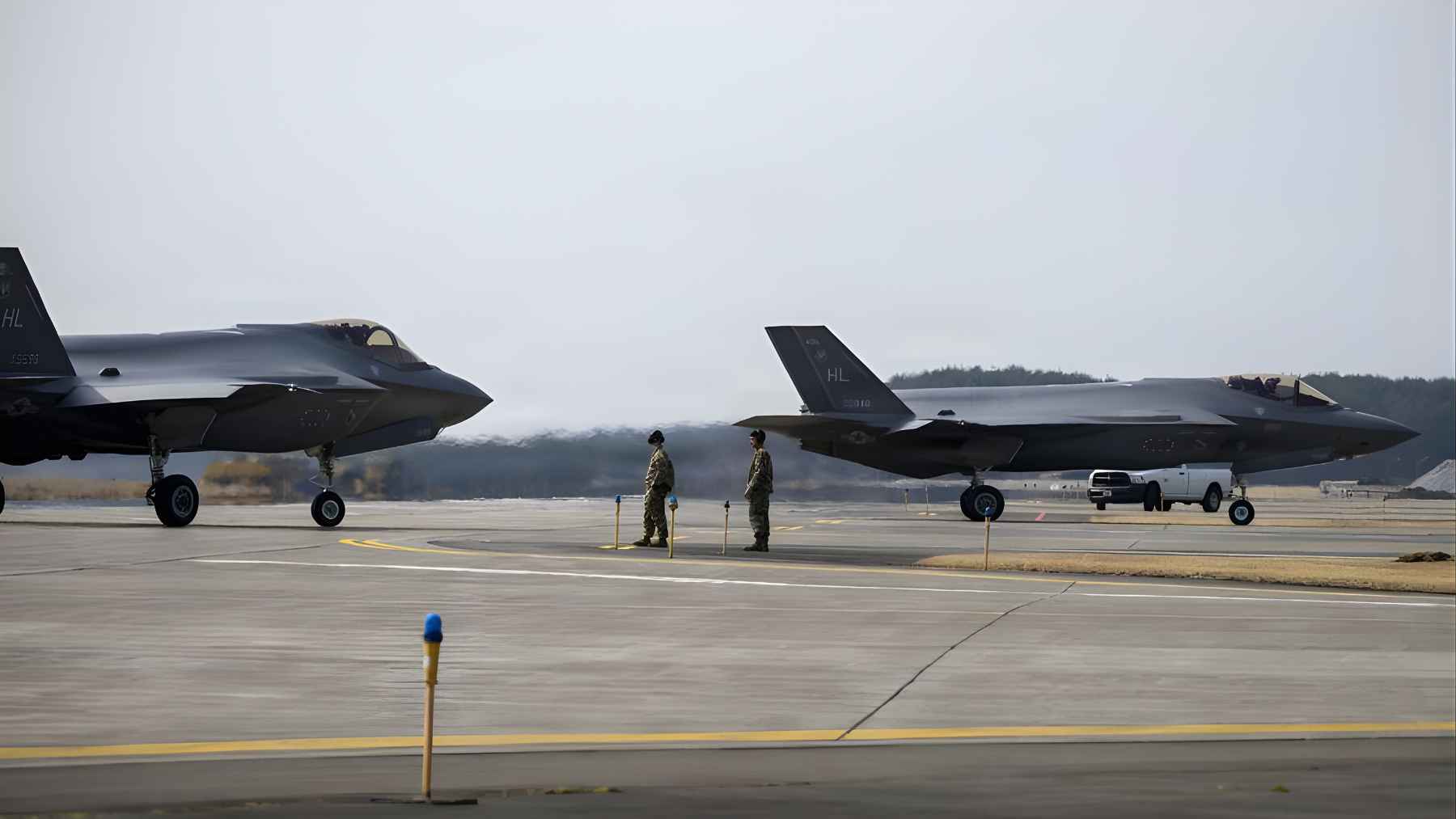 U.S. Air Force F-35A fighter jets stationed at Misawa Air Base in Japan during transition from F-16 aircraft