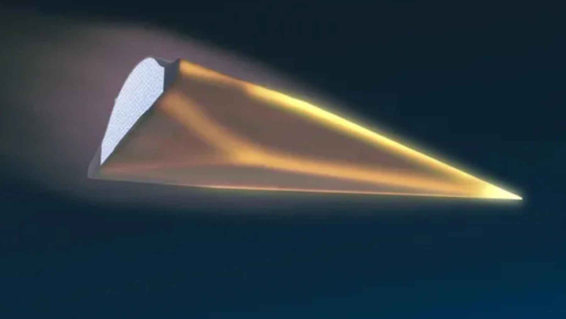Hypersonic glide vehicle at Mach 20 surrounded by plasma heat during high-speed atmospheric flight test