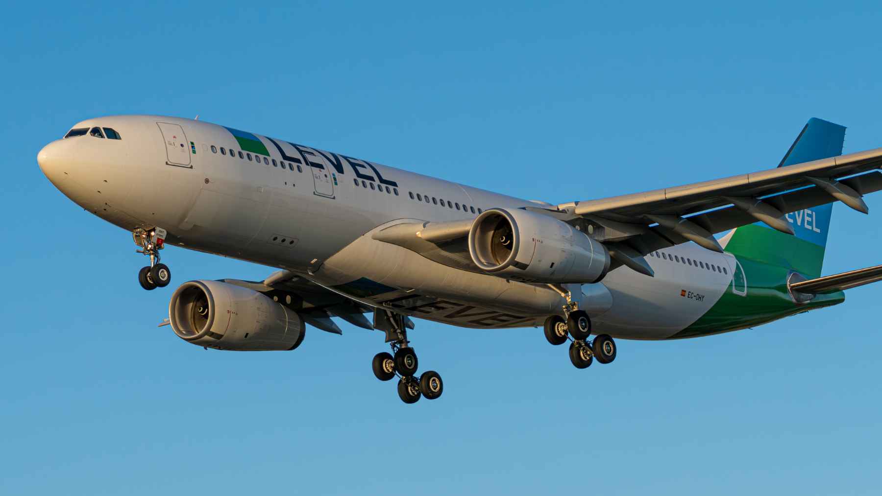 LEVEL Airbus A330 at Barcelona airport as airline suspends San Francisco route due to engine shortages