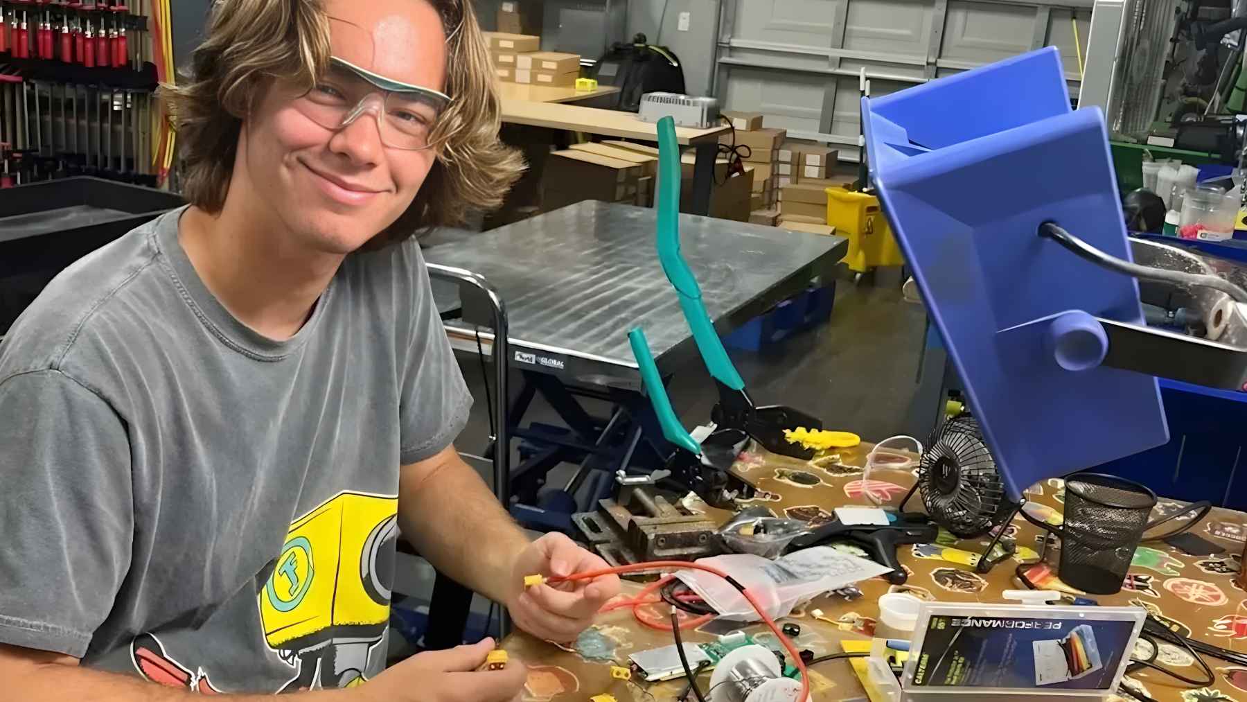 Portable battery backup system designed for blackouts by a teenage entrepreneur in Florida