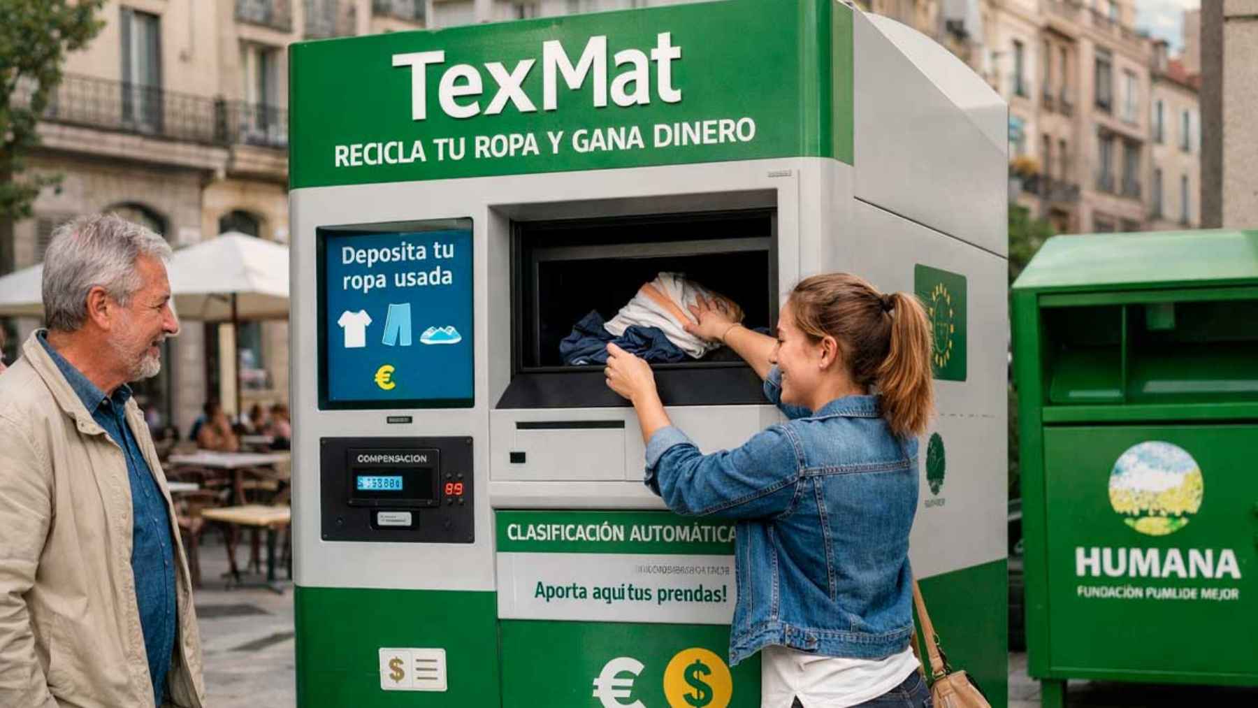 Smart textile recycling container sorting used clothes for reuse and recycling in a European pilot project