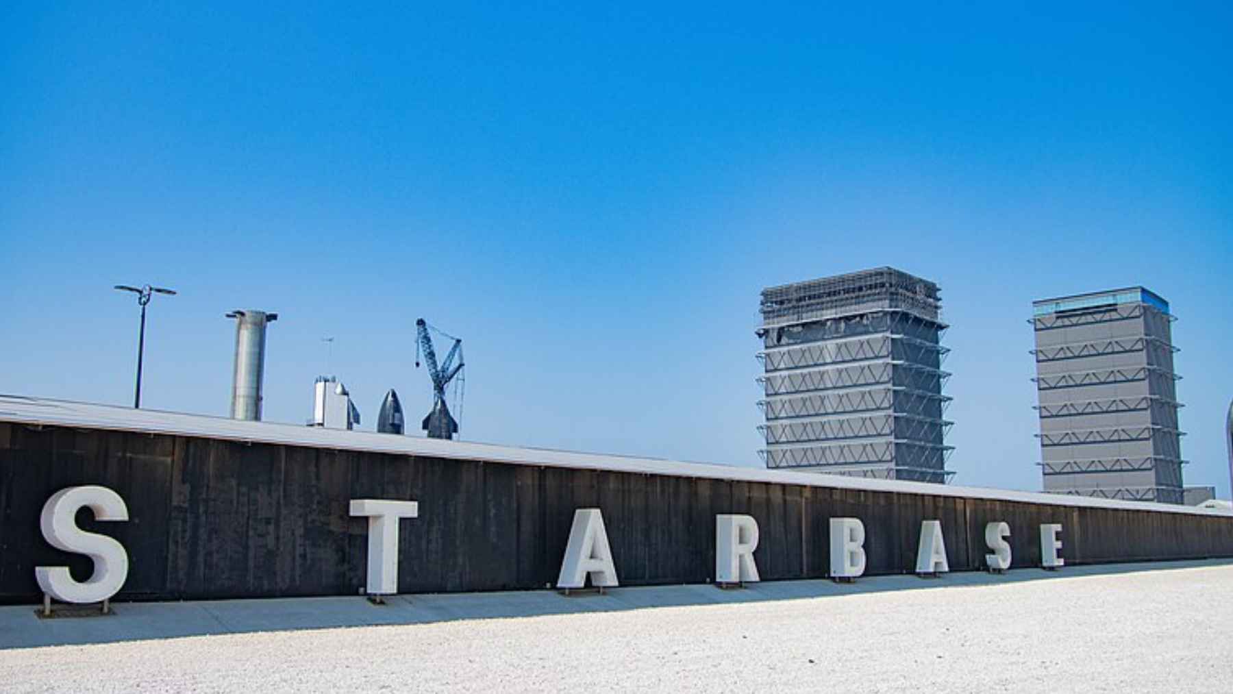 Launch and testing facilities at Starbase Texas operated by SpaceX along the South Texas coast