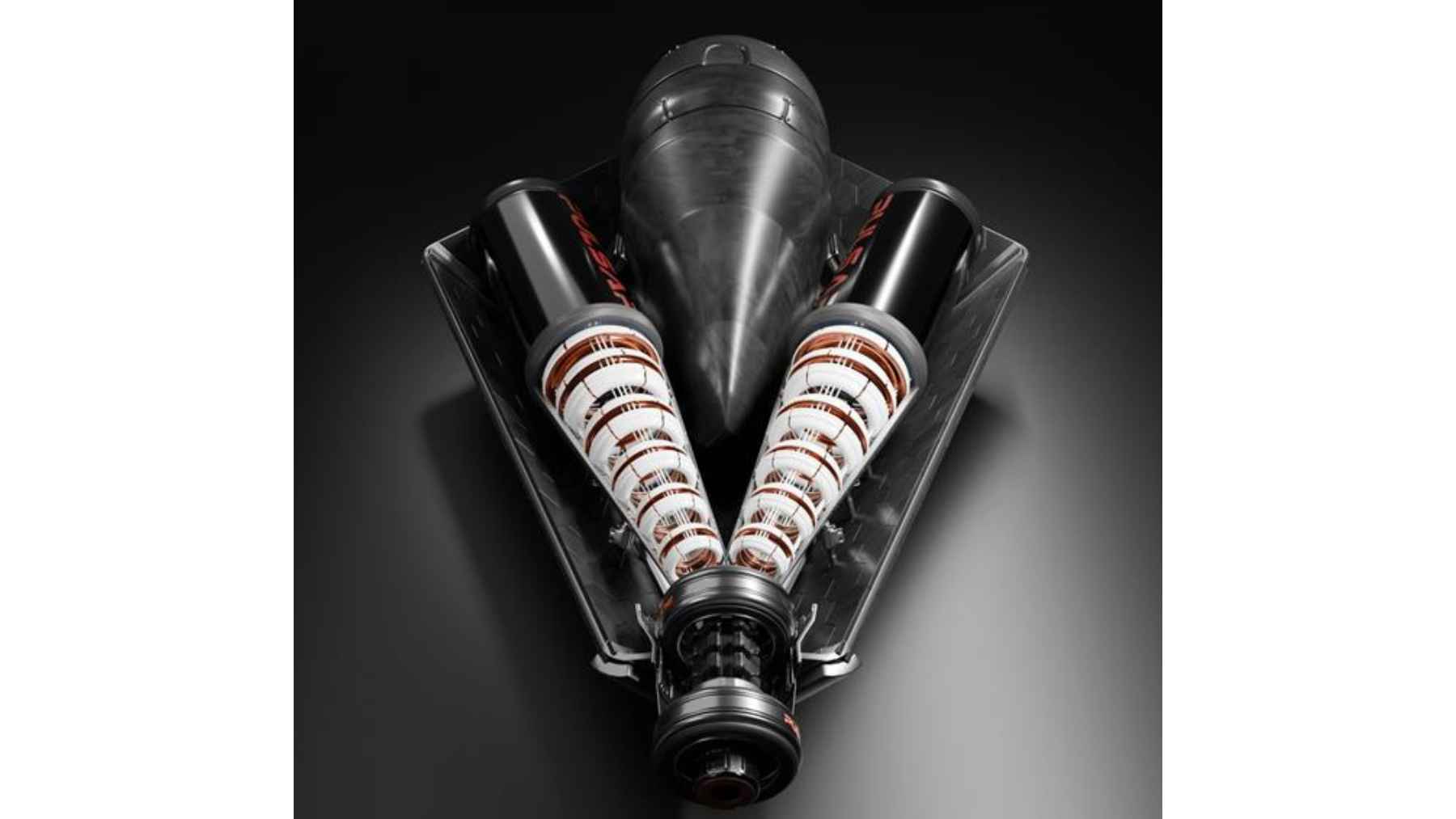 Concept model of Sunbird fusion propulsion engine showing plasma confinement system for advanced space travel