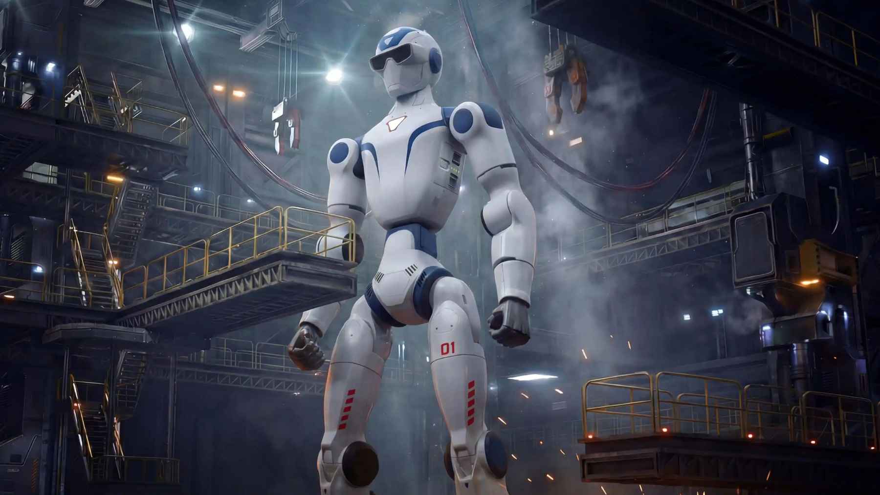 Unitree R1 humanoid robot standing upright demonstrating movement and balance capabilities