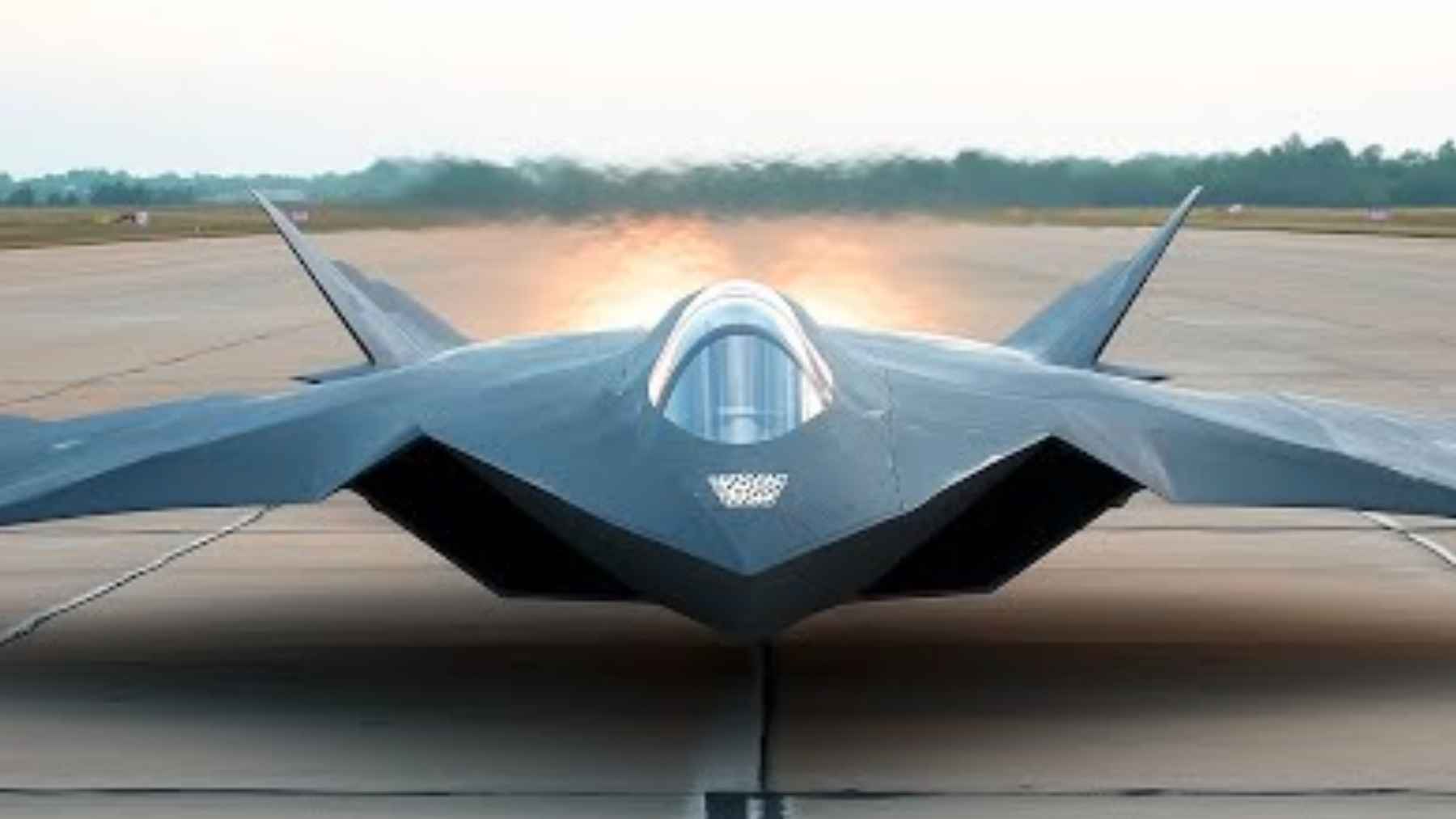 U.S. Air Force F-47 sixth-generation fighter jet on runway during testing phase before first flight