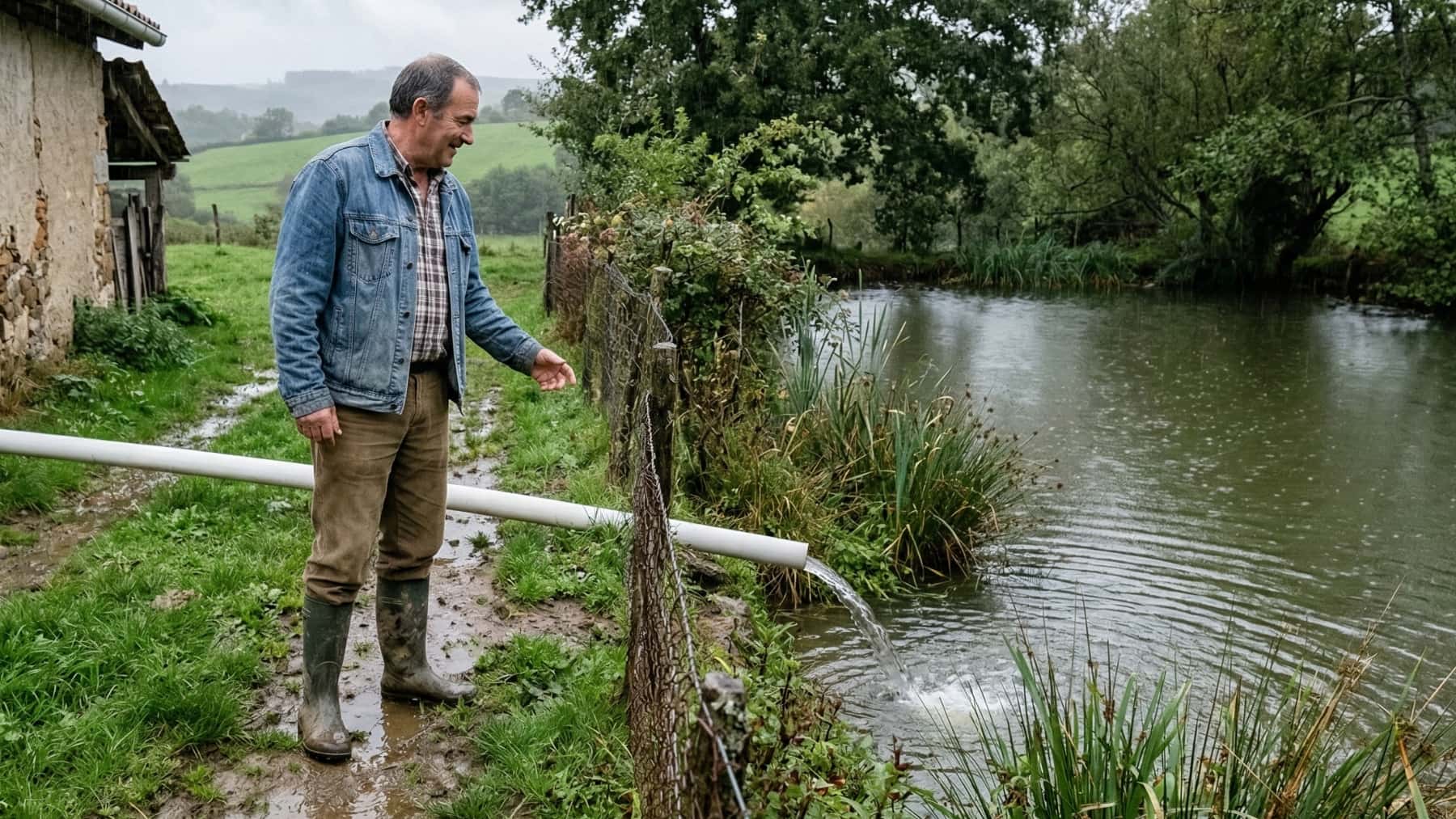 Vecino desviando el agua al rio